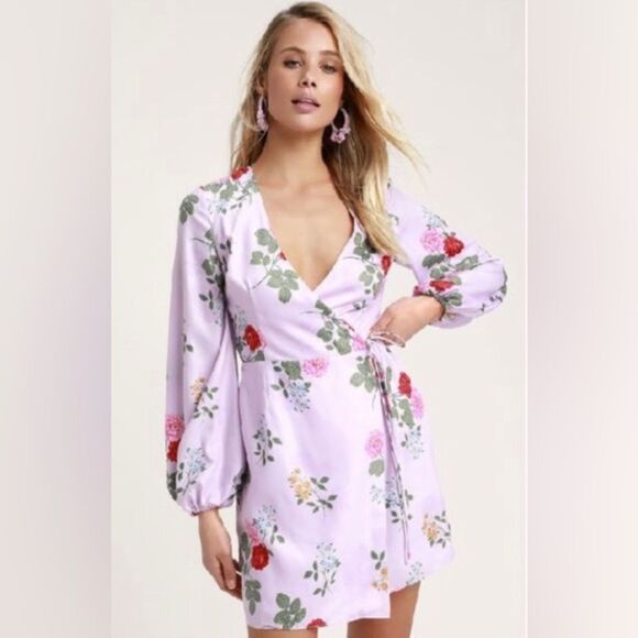 Keepsake the label lilac floral wrap mini dress small floral fairy Bloomcore - Picture 1 of 10